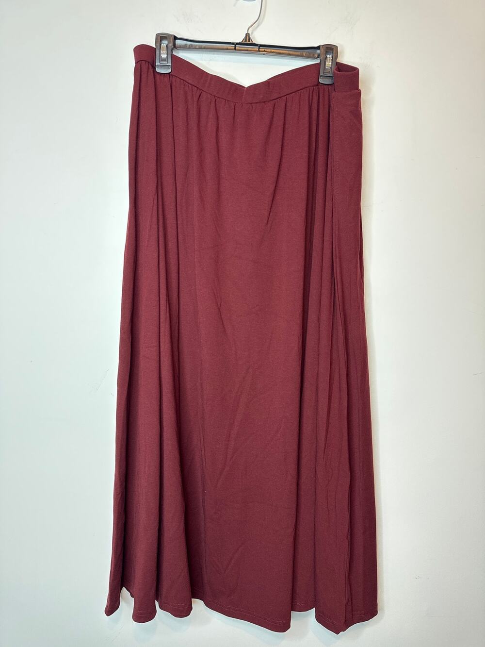 OGL Women Size XL Ruby Red A-Line Midi Skirt Flowy Pull-On Casual Comfort